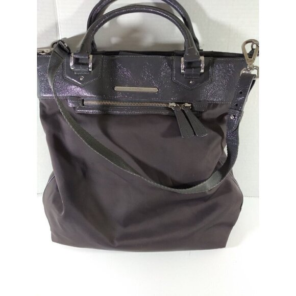 Calvin Klein Large Tote Bag Double Handles And Shoulder Strap Color is Eggplant - Picture 1 of 4